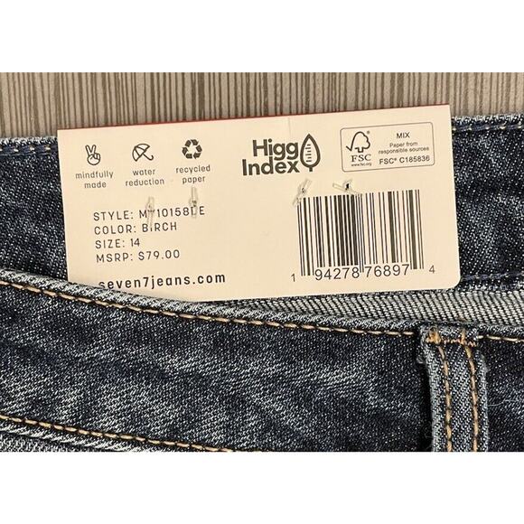 Seven 7 Women's High Rise Slim Straight Jean Size 14 Birch NWT - Picture 3 of 8